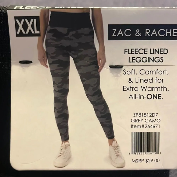 Zac & Rachel Black & gray/grey Camouflage Design  fleece leggings Medium - Picture 3 of 6